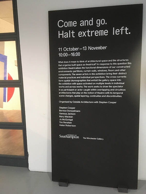 Come and go. Halt extreme left. 2019 WSA Outside Architecture